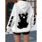 Women'S Plus Size Cat Drawing Print Hoodie, Casual Drawstring Hooded Long Sleeve Kangaroo Pocket Sweatshirt, Women'S Plus Size Clothing