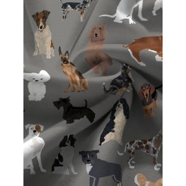 Plus Size Dogs Print Kangaroo Pocket Hoodie, Casual Long Sleeve Drawstring Hoodies Sweatshirt For Spring & Fall, Women's Plus Size Clothing