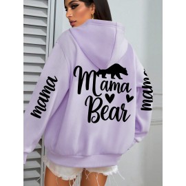 Plus Size - Bear Mom - Hooded Sweatshirt