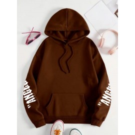 [Plus Size Angel Wings Hoodie] Soft & Comfortable Plus Size Angel Wings Print Hoodie | Long Sleeve Pullover with Pockets, Casual Style for Women, All Season Wear