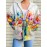 [Vibrant Hoodie] Vibrant Colorful Women's Casual Oil Paint Splatter Floral Print Zip-Up Hoodie | Relaxed Fit, Machine Washable, Autumn Winter Sweatshirt, Long Sleeve Design, Drawstring Hood