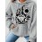 Plus Size, Women's Plus Size Hoodie - Grey Casual Pullover Sweatshirt with Gnome & Sunflower Graphic, Soft Fabric Hooded Sweater for Fall/Winter, Cozy Everyday Women's Clothing
