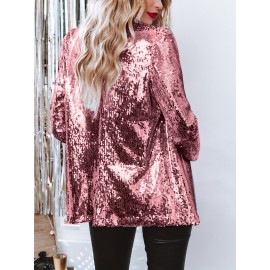 Plus Size - Plus Size, Women'S Elegant Blazer Jacket - Long Sleeve Office & Party Coat, Non-Stretch Fabric, Plus Size Friendly, Formal & Everyday Chic Outerwear for Spring/Fall Seasons, Fall Wardrobe, Spring Fashion, Sophisticated Design