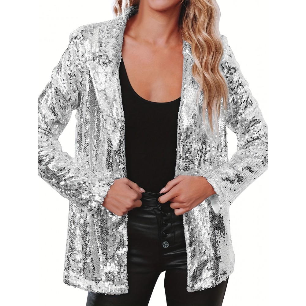 Plus Size - Plus Size, Women'S Elegant Blazer Jacket - Long Sleeve Office & Party Coat, Non-Stretch Fabric, Plus Size Friendly, Formal & Everyday Chic Outerwear for Spring/Fall Seasons, Fall Wardrobe, Spring Fashion, Sophisticated Design