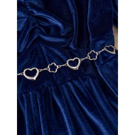 Plus Size, Oudong Selection Christmas Special Elegant Plus-Size Women's Metal Belted Top