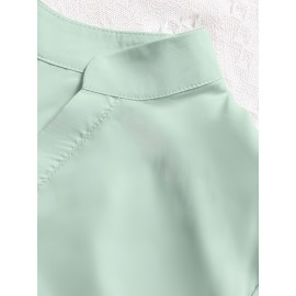 [Plus Size Chiffon Shirt] Plus Size Elegant Long-Sleeve Chiffon Shirt | High-Density, Soft Lining, Flowing Mesh, Henley Neckline, Smooth Tailoring | Spring & Autumn Outings