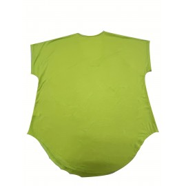 Large Size V-Neck Pocket Irregular Hem Short-Sleeved Top T-Shirt Two-Piece Set