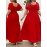 Plus Size, Women's Elegant Casual red dress - - Square Neckline, Flowy A-Line Midi skirt, Easy Everyday & Formal Outfits - - Non-Transparent Smooth Fabric - - Year-Round Wardrobe
