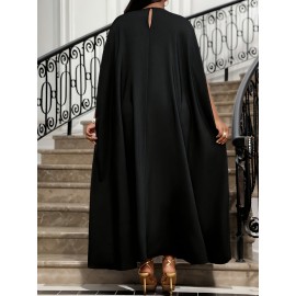 Plus Size - Plus Size, Women'S Elegant Formal Party Dress - Flowy Long Evening Gown with Round Neck, Non-Stretchy Fabric for Weddings, Galas, Business Events - All-Season Formal Attire, Formal Dresses, Wedding Guest Attire, Graceful Silhouette, Sophisticated Craftsmanship, Gala Attire, Stylish Eveningwear, Premium Material, Fashionforward Women