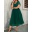 [Business Events Party Attire] Elegant Green Plus Size Women's Maxi Dress - Formal/Party/Office, Flared Hem, V-Neck, Shimmer, Stylish Formalwear