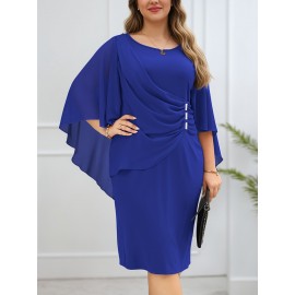 [Plus Size Party Dress] Plus Size, NEM433-Deep Purple Women's Elegant Chiffon Plus Size Party Dress