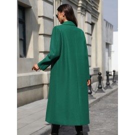 [Elegant Trench Coat] Vibrant Green Women's Elegant Casual Long Trench Coat | Machine Washable Lightweight Spring/Fall Outerwear with Classic Collar & Regular Fit, Autumn Fashion, Durable Fabric, Smooth Texture