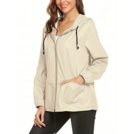 Raincoat Women Lightweight Rain Jackets Packable Outdoor Hooded Windbreaker