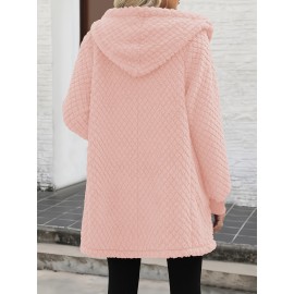 Women's Oversized Fleece Jacket with Hood & Pockets - Thick Winter Coat, Fuzzy Zip-Up Outerwear, Machine Washable, Cozy for all body Types (Fall/Winter) - Elegant Special Line Collection