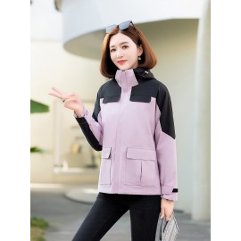 3-in-1 Winter Jacket - Detachable Hood, Casual Fit, Color Block Design with Zip Pockets for Men & Women