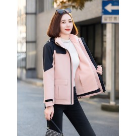 3-in-1 Winter Jacket - Detachable Hood, Casual Fit, Color Block Design with Zip Pockets for Men & Women