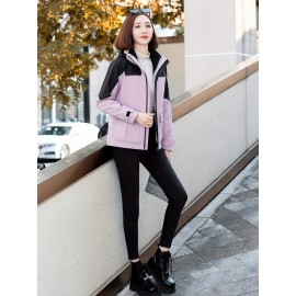 3-in-1 Winter Jacket - Detachable Hood, Casual Fit, Color Block Design with Zip Pockets for Men & Women