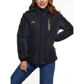 Women's Plus Size Ski Jacket Winter Outdoor Windproof Waterproof Soft Shell Jacket Detachable Snow Cap 5 Pocket Warm Fleece Lining Thickened Thermal Coat Outdoor Sports Ski Snowboard Hiking Camping Mountaineering Large Size Jacket