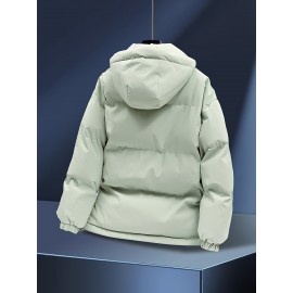 1pc Elegant Women'S Polyester Jacket - Solid Color Crew Neck Long Sleeve with Pockets for Fall/Winter Outdoor Sports and Casual Warmth