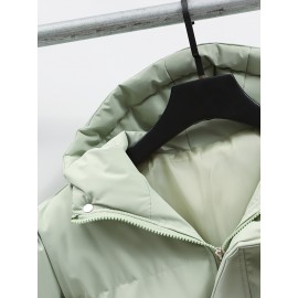 1pc Elegant Women'S Polyester Jacket - Solid Color Crew Neck Long Sleeve with Pockets for Fall/Winter Outdoor Sports and Casual Warmth