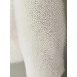 1pc Women'S Plus Size Faux Mink Coat, 100% Polyester Knit Fabric, Stand Collar with Button Closure, Solid Color Long Sleeve Warm Winter Sports Jacket